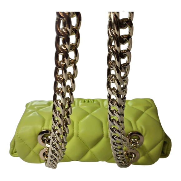 JASON WU Quilted Lime Green Bag With Thick Gold Chain Handle- NWOT - Picture 9 of 12